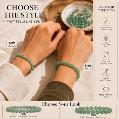 Cherry Tree Collection 100PCS 6mm Green Aventurine Round Bead Craft Kit - color: green aventurine, size: 6mm