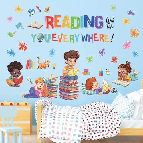 DECOWALL Reading Quote Wall Decals Stickers Classroom School Art (SG2-2404) - color: Multicolor