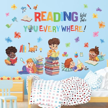 DECOWALL Reading Quote Wall Decals Stickers Classroom School Art (SG2-2404) - color: Multicolor