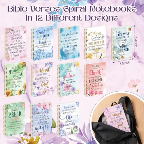 Supervitae 12 Pack Christian Journals Notebooks Gifts for Women,Pastel - style: Pastel