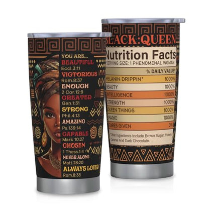 Christian Gifts for Women Faith Tumbler 20oz, African American Black Women Inspirational Religious Stainless Steel Travel Mug, Spiritual Bible Prayer Birthday Gift - color: Brown-Christian