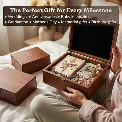 Custom Wooden Keepsake Box, Baptism Cross Name And Date, Religious