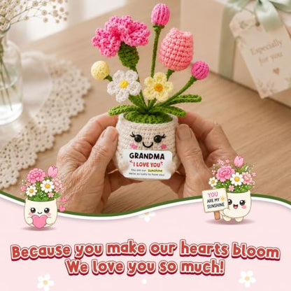 Positive Crochet Flower Gifts for Grandma I Love You Grandma Birthday Gifts - color: Grandma