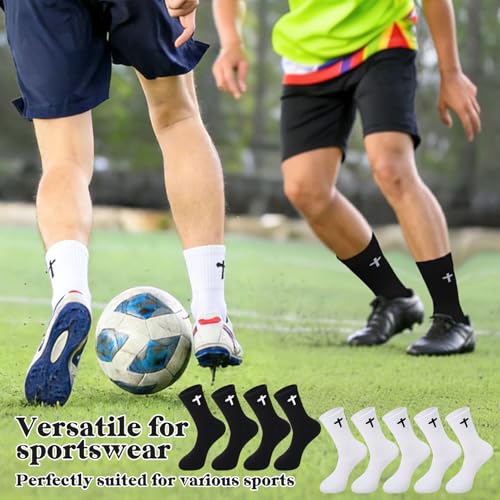 Christian Cross Socks for Men Women Jesus Prayer Sock, 6/9 Pairs - color: White+black