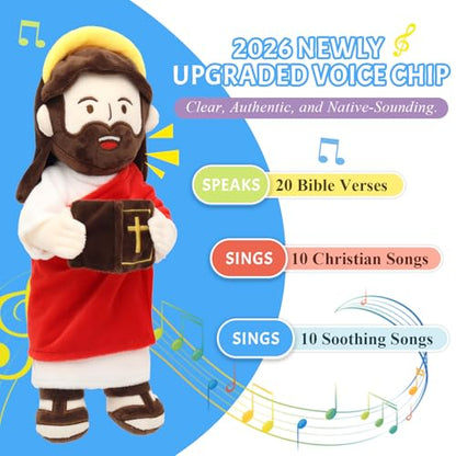 Yelakey Speaking Jesus Plush Doll 13.4", Religious Gift for Kids - color: Red