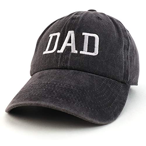 Trendy Apparel Shop Dad Embroidered Pigment Dyed Low Profile Cotton Cap - color: Black