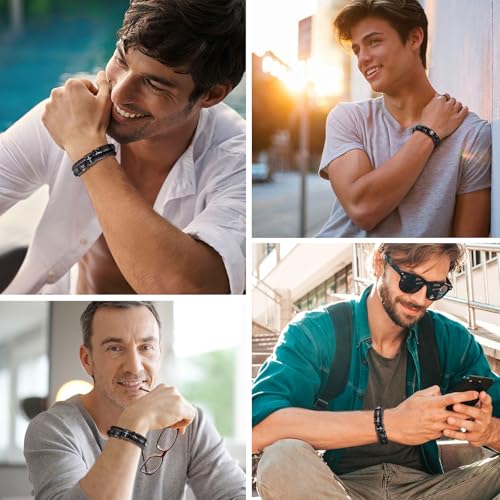 Christian Brown Leather Bracelet for Men - Double-Row Braided Leather Faith Cross Bracelets Bangle Religious Baptism Inspirational Bible Verse Jewelry Gift for Young Men Teenage, Adjustable Wristband - color: Luke 1:37
