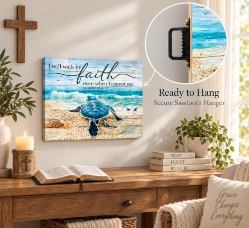 HSHFKLH Christian Bible Inspirational Canvas Wall Art 12x16in - color: Sea turtles-Canvas, size: 16"L x 12"W