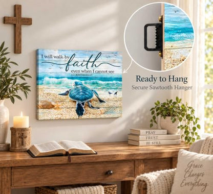 HSHFKLH Christian Bible Inspirational Canvas Wall Art 12x16in - color: Sea turtles-Canvas, size: 16"L x 12"W
