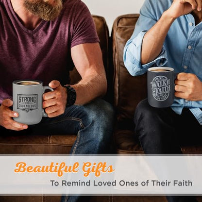 Christian Art Gifts Walk by Faith Scripture Coffee Mug, Inspirational Bible Verse Ceramic Mug, Navy Blue & White, 14 oz, Lead & Cadmium-Free, Christian Gift Drinkware for Men & Women - color: Navy Blue/Walk by Faith