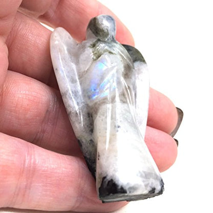 Nelson Creations 2 Inch White Rainbow Moonstone Guardian Angel Figurine - color: White Rainbow Moonstone