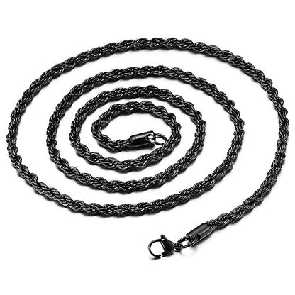 COOLSTEELANDBEYOND Mens Womens EXTRA LARGE Steel Cross Pendant Necklace with Cubic Zirconia and Wheat Chain - color: C-Metal Color: Black
