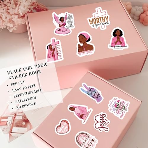 100 Pcs Christian Prayer Board Stickers, Jesus Sticker for Water Bottles Laptop Scrapbook Journaling Planner, Bible Study Vision Board Supplies Christian Easter Gifts - color: Pink Black