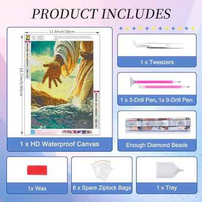 Diamond Art Kits for Adults, Jesus Diamond Painting Kit, 12x16 Inch - color: CYDP1P09
