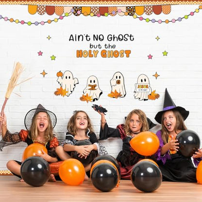 Mooliwe 141 Pcs Halloween Fall Bulletin Board Decor Set Christian Ghost - style: Halloween
