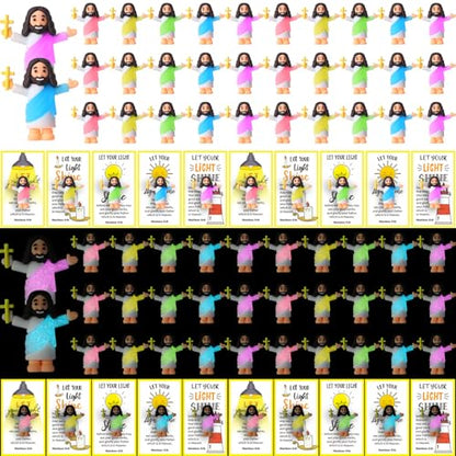 CroBlissful 60 Sets Mini Jesus Figurines Bulk,Hold up the Cross - style: Hold up the Cross
