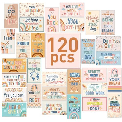 Outus 120 Pcs Motivational Encouragement Inspirational Card Boho Rainbow - style: Rainbow Style