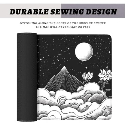 Moon Mountain Gaming Mouse Pad Black White Landscape Zen Mountain Mousepad Extended Large Laptop Keyboard Non-Slip Rubber Base with Stitched Edges 31.5x11.8 Inch - color: Moon Mountain, size: 31.5" x 11.8"