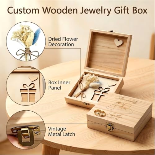 Personalized Wedding Jewelry Wood Keepsake Box for Bride & Groom - color: style-5