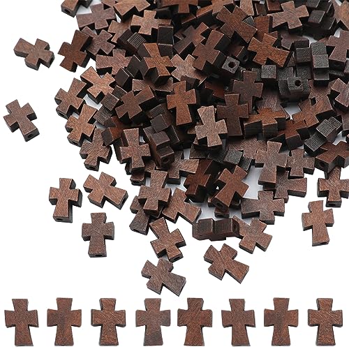 SUNNYCLUE 150Pcs Wood Cross Beads Bulk Easter Wooden Cross Bead Mini Natural Unfinished Wood Blank Loose Spacer Rosary Beads Charms for Jewelry Making Beading Supplies DIY Necklace Crafts - size: Small