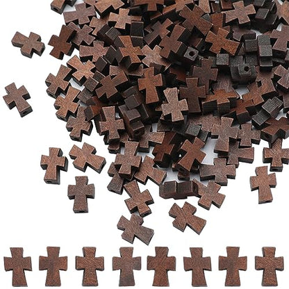 SUNNYCLUE 150Pcs Wood Cross Beads Bulk Easter Wooden Cross Bead Mini Natural Unfinished Wood Blank Loose Spacer Rosary Beads Charms for Jewelry Making Beading Supplies DIY Necklace Crafts - size: Small
