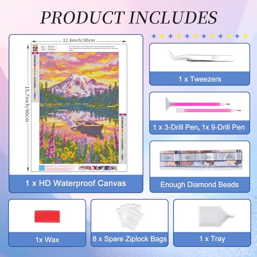 Diamond Art Kits for Adults, Sunset Diamond Painting Kit, 12x16 Inch - color: CYDP1P05