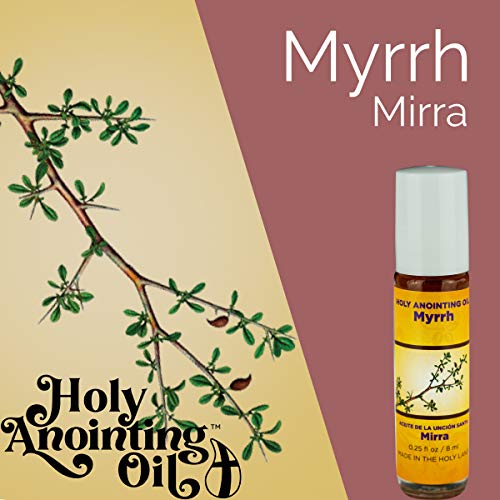 Myrrh Anointing Oil from Israel Boxed Gift Set with Dispenser, Holy Jerusalem Oil & Gold Metal Keychain Bottle Container, Plastic Dropper & Small Glass Vial, Aceite Ungido y Botella - color: Gold, style: Myrrh