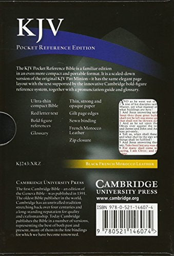 KJV Pocket Reference Edition Black French Morocco with zipper KJ243:XRZ