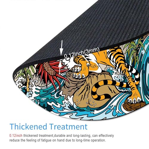 Mouse Pad, Chinese Dragon and Tiger Mouse Pads with Design, Round Washable Cloth Personalized Mouse Mat, Gaming Office Home Non-Slip Rubber Base Computer Mousepad 7.9×7.9×0.12 inches - color: Chinese Dragon and Tiger