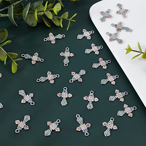 SUNNYCLUE 1 Box 40Pcs Rosary Cross Crystal Rhinestone Charms Bulk Cubic Zirconia Evil Eye Easter Crucifix Cross Charms for Jewelry Making Hanging Ornament Necklace Bracelet Keychain Supplies Adult - color: 40pcs Rhinestone Evil Eye Cross Charms