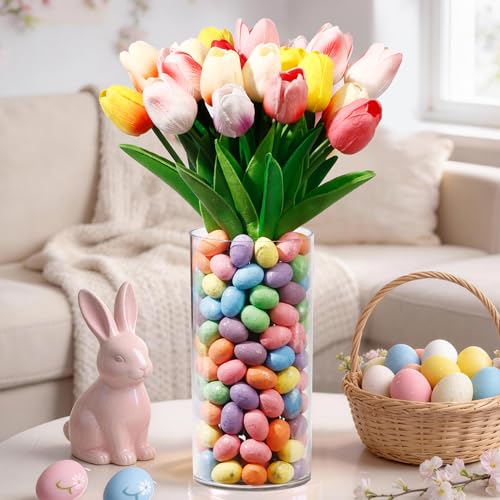 ALFEVA Easter Decorations-Vase in Vase and Approx 100pcs Easter Eggs Filler, Vaseset Ready to Display，Spring Decorations for Home Table (No Flowers) - size: 3.9"/2.1"vase&Eggs No Flowers