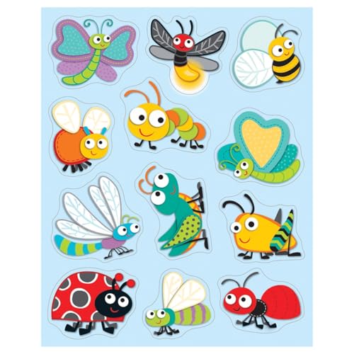 Carson Dellosa 72 Bug Stickers, 6 Sheets of Ladybug, Bumble Bee, Butterflies and More Insects for Crafts, Scrapbooking, Water Bottle, Science, Reward Chart, and School Supplies, Classroom Must Haves - style: Bugs