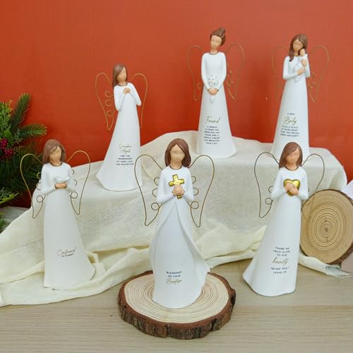 Ceramic Angel Figurines of Baptism Gifts Perfect Spiritual Gift Angel Statue for Women Memorial Gifts Thanksgiving Meaningful Gift and Home Decor(Baptism Angel) - color: Baptism Angel
