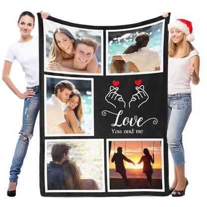 inkArts Personalized Blanket with Photo, Custom Blanket, Customized Photo Blankets, Customizable Picture Blankets, Personalized Anniversary Couple Gifts for Her Him Women Men - color: 5 Photos-2