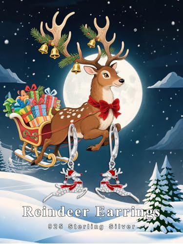 Dorunmo 925 Sterling Silver Dangle Drop Earrings for Women Holiday Earrings Hypoallergenic Halloween Christmas Jewelry Festival Gifts for Women - style: Christmas-Reindeer-01