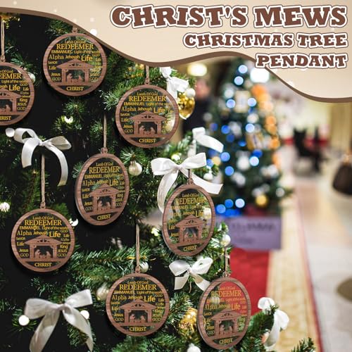 CroBlissful 24 Pack Christmas Nativity Scene Ornaments Bulk Wooden Christian Religious Catholic Gifts Nativity Story Jesus Mary Joseph Set Acrylic 3D Christmas Tree Decor Xmas Gifts (3 Inch) - size: 3 Inch