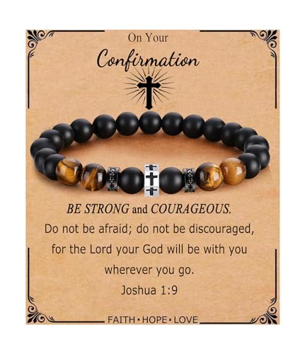 QWNHONEY Cross Bracelet for Men Son Brother Boyfriend Father Dad Husband Father's Day Birthday Christian Religious Faith Graduation Anniversary Christmas Jewelry Gift for Man - style: On Your Confirmation