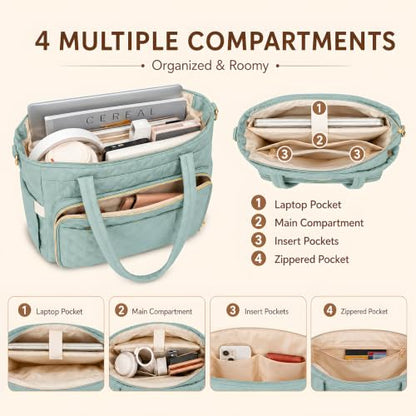 Large Bible Bag with Cover for Women, Quilted Church Tote, Sage Green