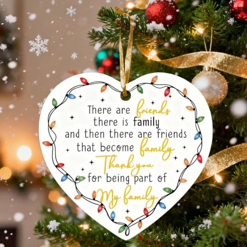 Friendship Ornament for Women for Friend - Friends that Turned into Family - Heart-Shaped Glass Xmas Decoration for Tree 2026 - color: Family Ornament 2025-heart