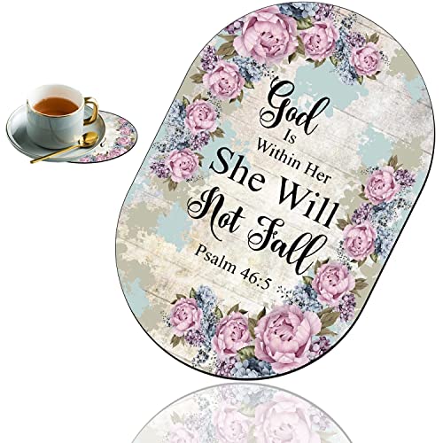 Personality Mouse Pad with Coaster Set, Psalm 46:5 Floral Fashion Design Mouse Pad Non-Slip Rubber Gaming Mouse pad Computer Laptop - color: Psalm 46:5 Floral