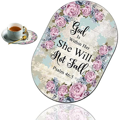 Personality Mouse Pad with Coaster Set, Psalm 46:5 Floral Fashion Design Mouse Pad Non-Slip Rubber Gaming Mouse pad Computer Laptop - color: Psalm 46:5 Floral