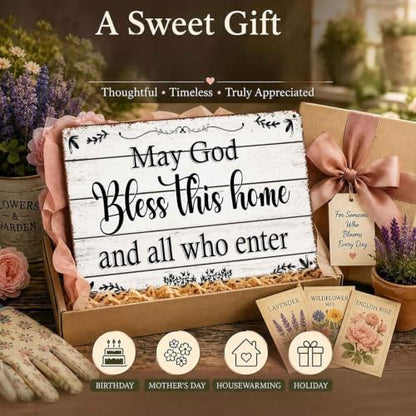 God Bless This Home Blessing Aluminum Metal Sign 8 x 12 Inch