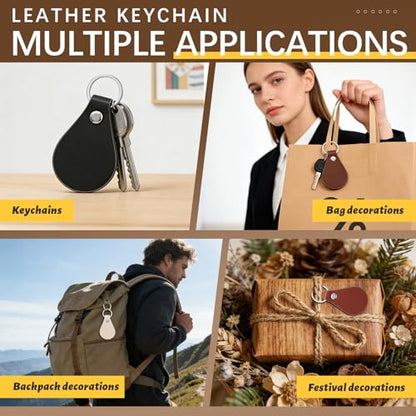 30 Pcs Leather Keychain Blanks, Leather Key Fob Kit Laser Engraving Blanks - color: Brown 2