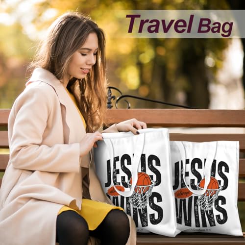 Tote Bag，Canvas Tote, Reusable Grocery Shopping Bag Aesthetic Shoulder Bag for Work, Beach, Camping 03 - color: Jesuswins