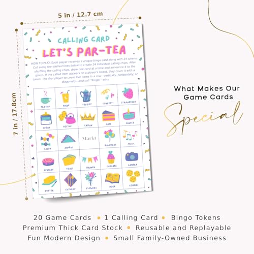Markt Birthday Party Games for Kids, Girls Birthday Games, Kids Bingo Game, Pink Game, Tea Party Favors (20 Pink Bingo Cards) - color: Tea Party Bingo – Pink