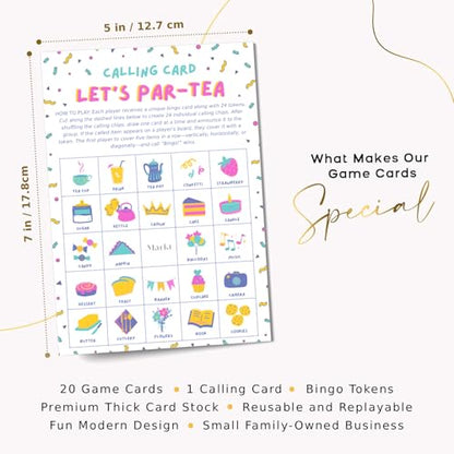 Markt Birthday Party Games for Kids, Girls Birthday Games, Kids Bingo Game, Pink Game, Tea Party Favors (20 Pink Bingo Cards) - color: Tea Party Bingo – Pink