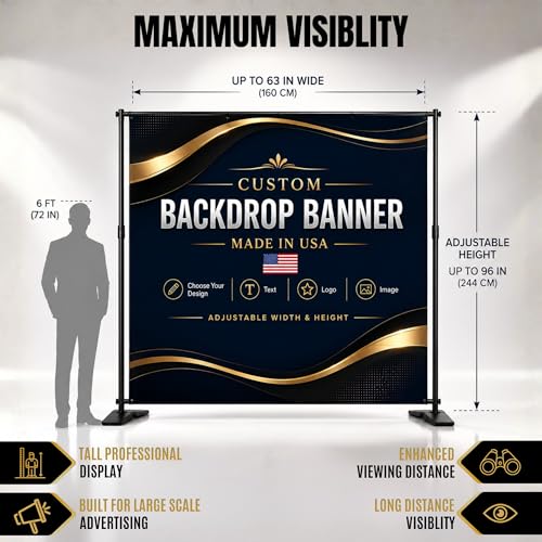 custom backdrop banner stand by BCB custom banner with stand Printed in USA - color: Backdrop Banner with Stand
