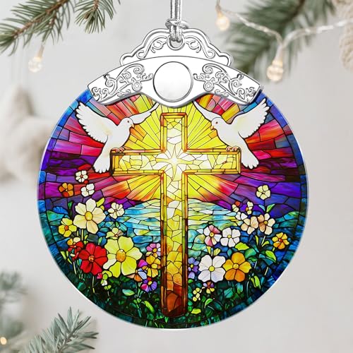Catholic Cross Ornament, Christian Christmas Ornament, Christmas Tree Ornament, Religious Home Decor, Christian Gifts for Her, Religious Gifts, Gift Exchange, Gift Idea - Pattern C - color: Cross Pattern C