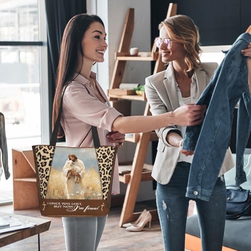 Women's Canvas Tote Bag with Zipper, Large Capacity Shoulder Bag for Work, Travel & Daily Use, Gifts for Mom - color: I Once Was Lost But Now I'm Found