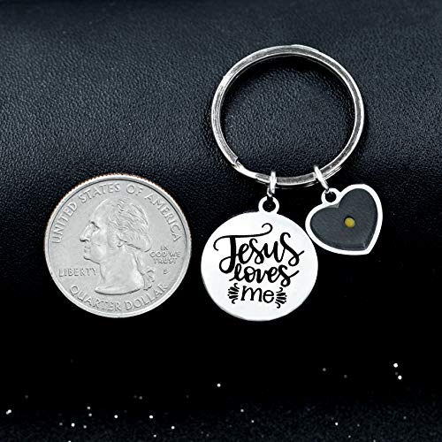 Uloveido Stainless Steel Faith Cross Keychain & Jesus Loves Me Christian Keyring Mustard Seed Charms Religious Jewelry - style: Jesus Love Me-heart